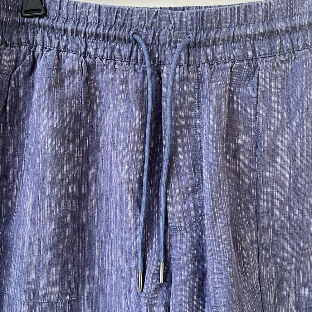 Athleta Cabo Linen Textured Blue Wide Leg Pants - Picture 8 of 14